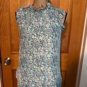 LOFT Blue and White Sleeveless Blouse